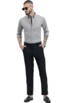 Men Smart Button-Down Collar Textured Cotton Formal Shirt grey